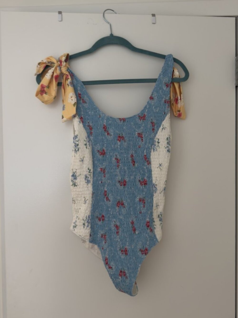 NWOT LoveShackFancy Smocked Patchwork Floral One-Piece Swimsuit S